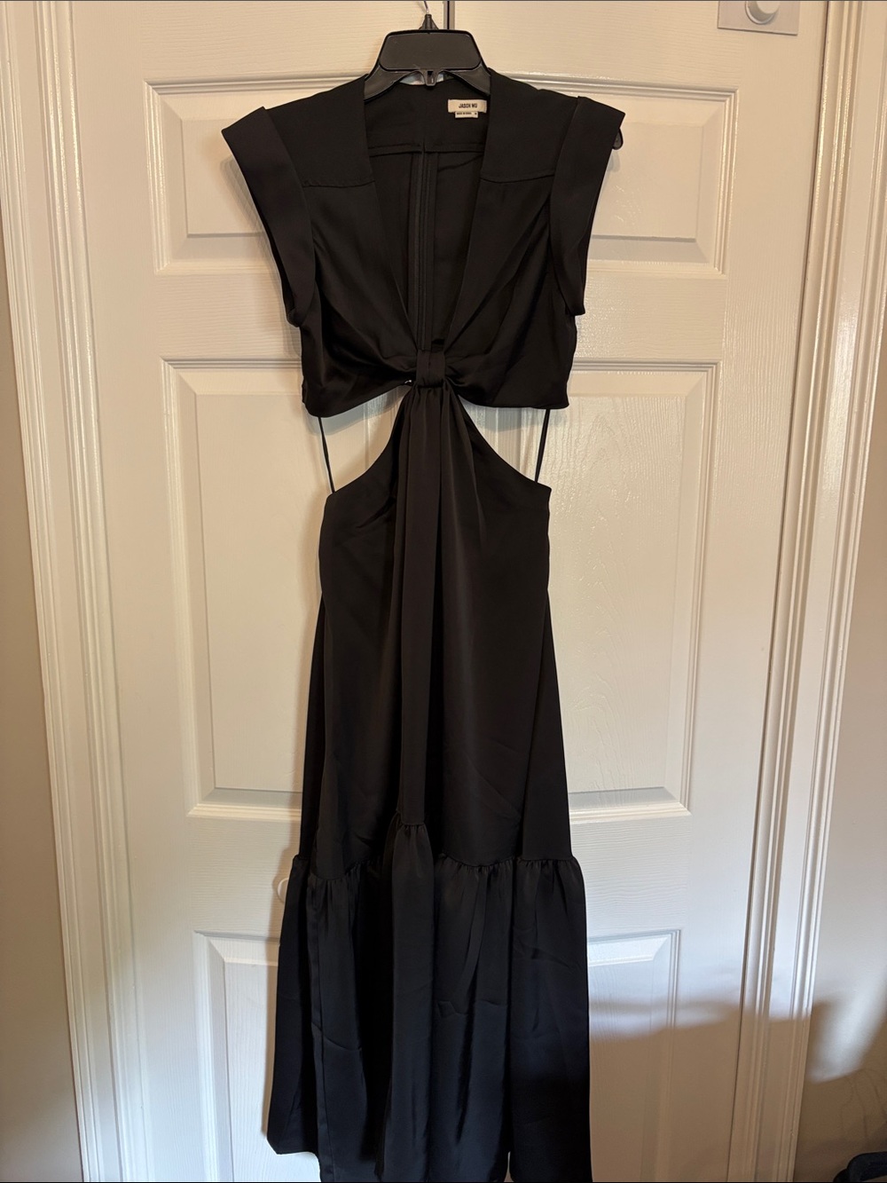 Jason Wu Black Backless Maxi Dress with Front Tie
